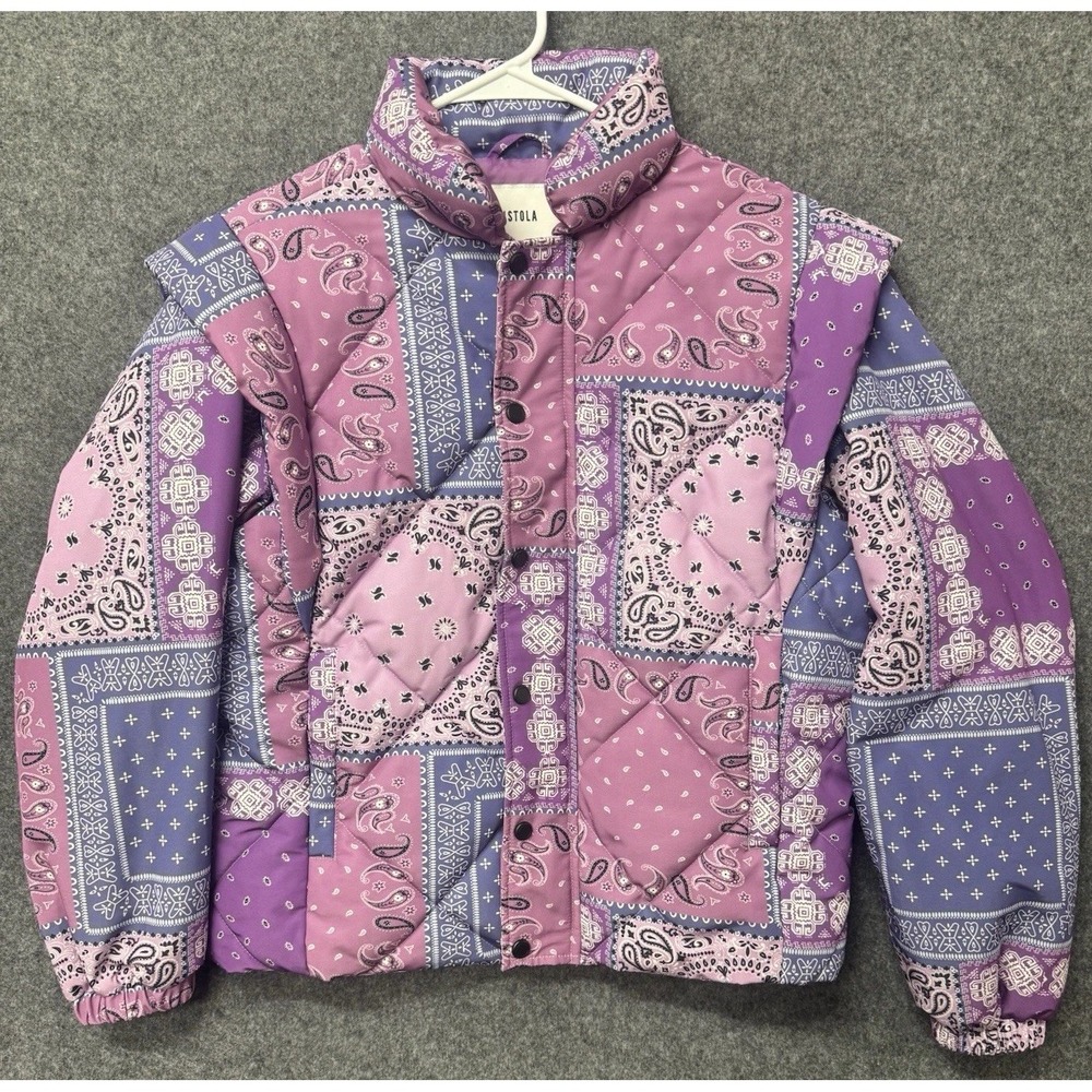 Pistola Callista Puffer Jacket Vest Women's XS Pink Quilted Bandana Convertible
